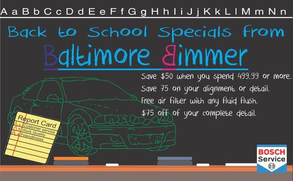 Back to school specials 2016