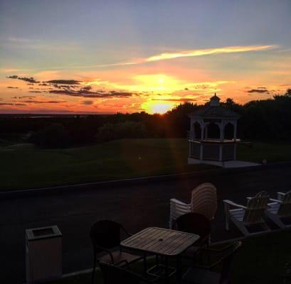 beautiful view from the downstairs patio for the rehearsal dinner