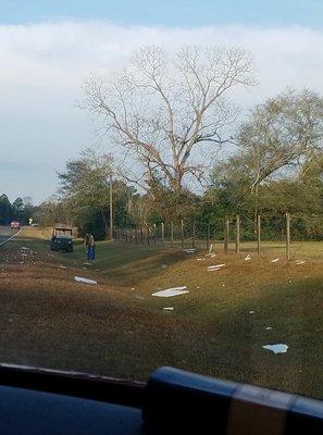 During '18 hurricane season there was so much debris. Tim pulled over to help it get cleaned up