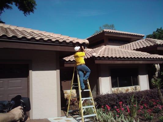 S2W Technician installs surveillance camera