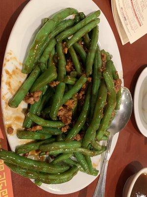 String beans in garlic with pork just awesome!