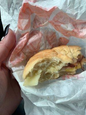 Sweet pepper bacon croissant.