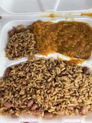 Pumpkin dhal and rice and beans