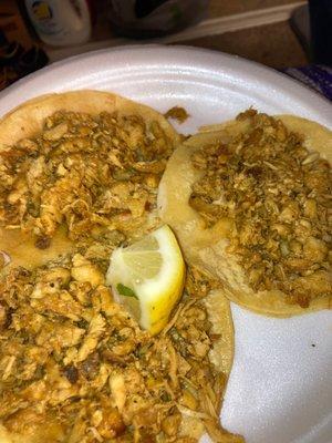 3 plain chicken tacos