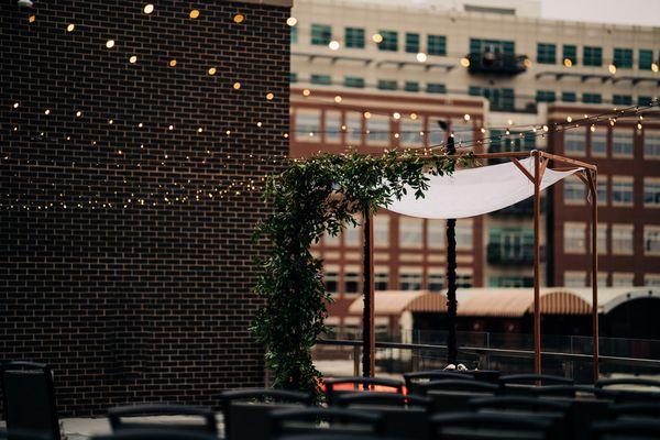 String lighting at the Rally Hotel in Denver, photo by Noah with Walnut Street Photography https://eventlightingrental.com