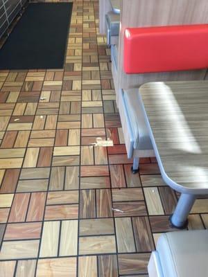 So there are 3 employees maybe they are on break, this spilled soda was there from before we walked in until we left!