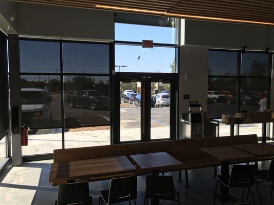 Inside shot of the roller shades for Chipotle.