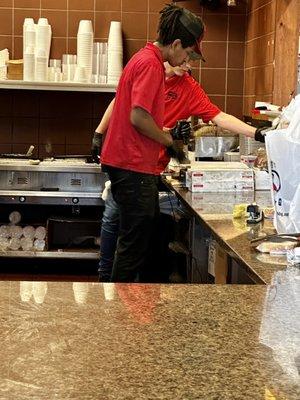 Worker showing his underwear.