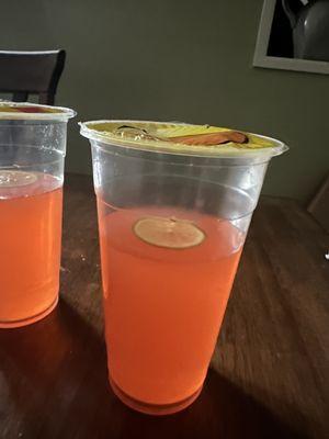 Lemonade order with no ice.