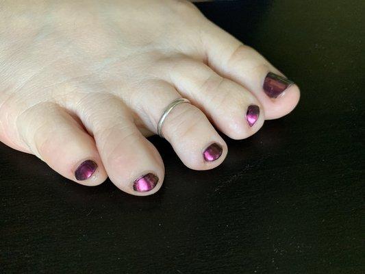 Gel with chrome pedicure