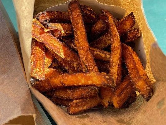 Small sweet potato fries, piping hot