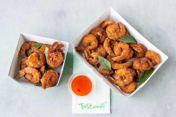 Shrimp On It!: Hand battered shrimp tossed with our Tastea Dust and your choice of sauce