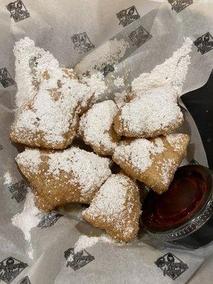 Beignets (small $8) w/ Strawberry Sauce