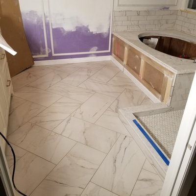 12x24 porcelain Herringbone Pattern Bathroom Floor