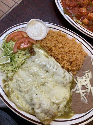 Enchiladas Dinner with green sauce