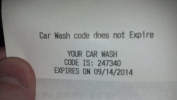 Genius car wash ticket!