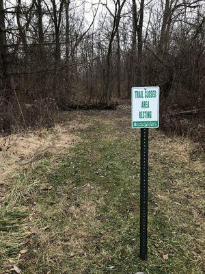 One short section of trail recently closed due to removal of wooden bridge.