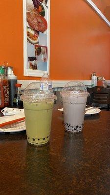 Matcha boba tea & Taro