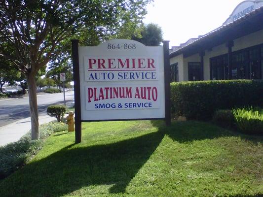 Platinum Auto & Smog, sign on San Marcos Blvd