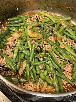 Minced pork green beans , all purchased at winco