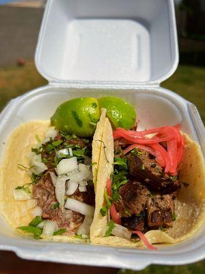 Asada Taco and Barbacoa Taco