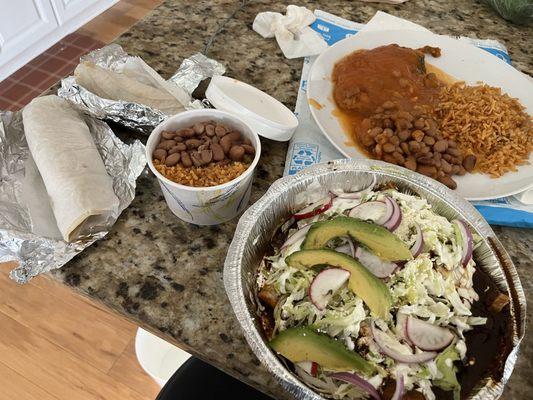 Enchilada mole and relleno poblano