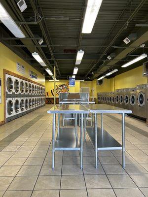 Dryers on the left, washing machines on the right