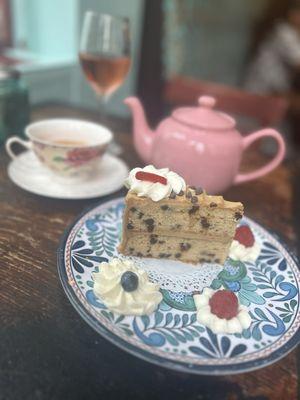 Alice's tea,rose and the mocha choc chip cake