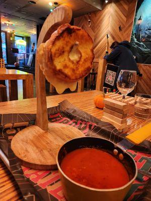 This is the donut grilled cheese with tomato soup. Delicious! Not as sweet as you might think.