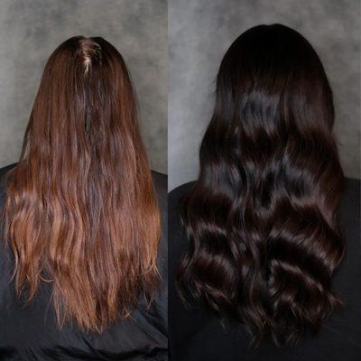 Before & After Brunette Color Transformation by Liz- @stylemeliz