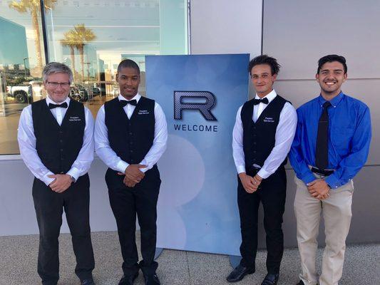 Premiere Valet Services, Inc. providing valet for the unveiling of a new Jaguar at the Jaguar/Land Rover dealership in Rolling Hills, CA.