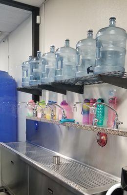 We offer purified water through our reverse osmosis system and alkaline water