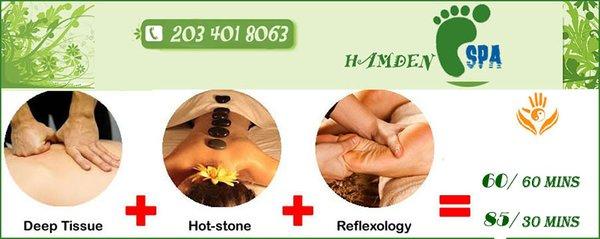 out most popular combo massage is deep tissue plus hot stone plus foot reflexology massage