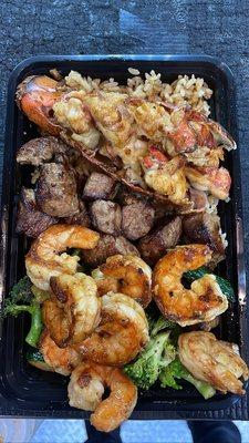 Filet mignon, shrimp and lobster