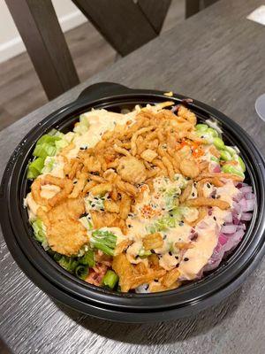 I got a salmon and spicy tuna bowl with tons of toppings. Tastes really fresh