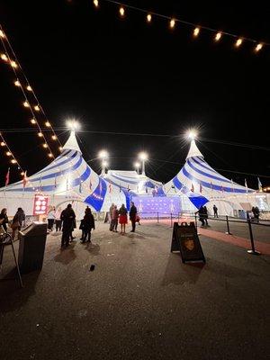 Entrance to tent - the flags represent where all the performers are from