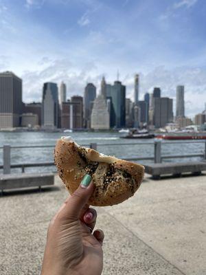 Everything bagel with tofu spread