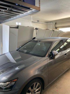 Be careful. You may not be as lucky as we were to have our car stop these cabinets from falling on our children.