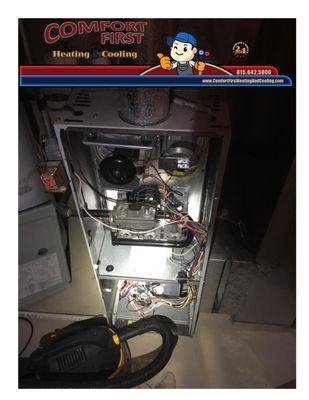 HVAC professional fixes furnace with no heat.  Comfort First Heating and Cooling, Inc (815)642-5800.