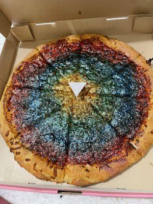 Tie-dye cheese pizza