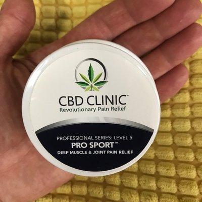 200mg CBD Clinic Ointment- Works Great! Patented with FDA approved ingredients. Actually interrupts the pain loop to your Brain.