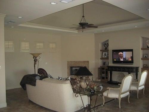 This living room features a minimalist color scheme, matching the tone of the furnishings.