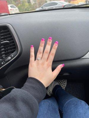 Pink French tip acrylics