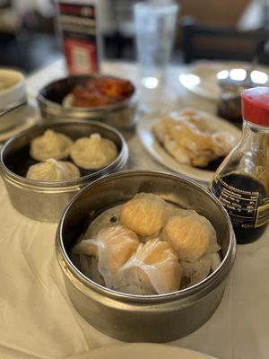 Har gow, soup dumplings, shrimp in rice noodles, chicken feet