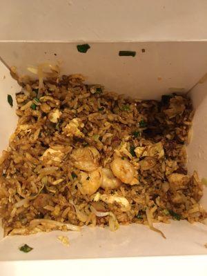 House Fried Rice with extra shrimp, bean sprouts, green onions, fried egg added to it... delicious and satisfying.