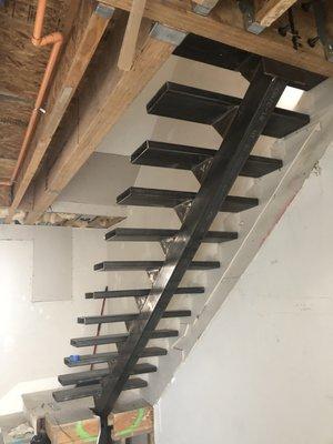 Stair One Stringer with Treads.  Steel Structure LKG Bottom