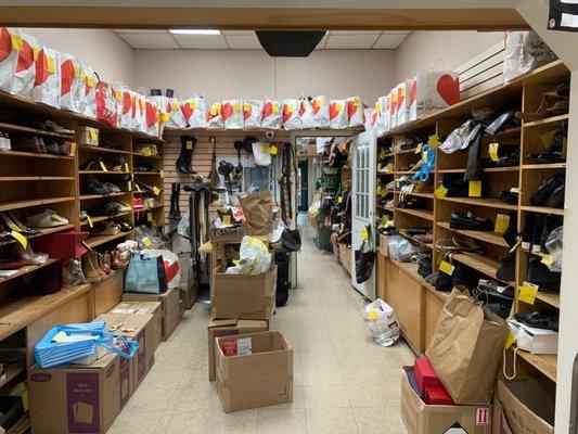 Inside of Tony's shoe repair