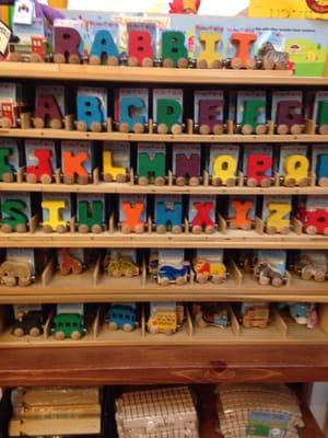 Wooden alphabet train; made in VT.  Some are hard to find!