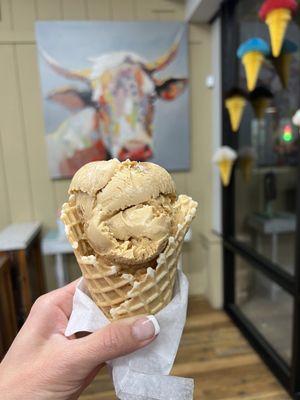 Salted Caramel in a waffle cone.