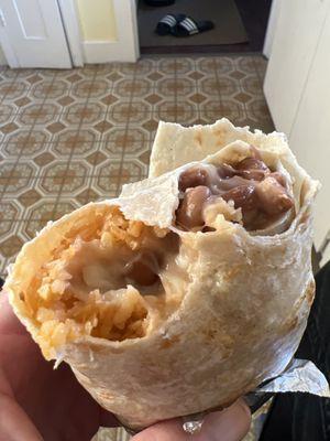 Bean cheese rice burrito